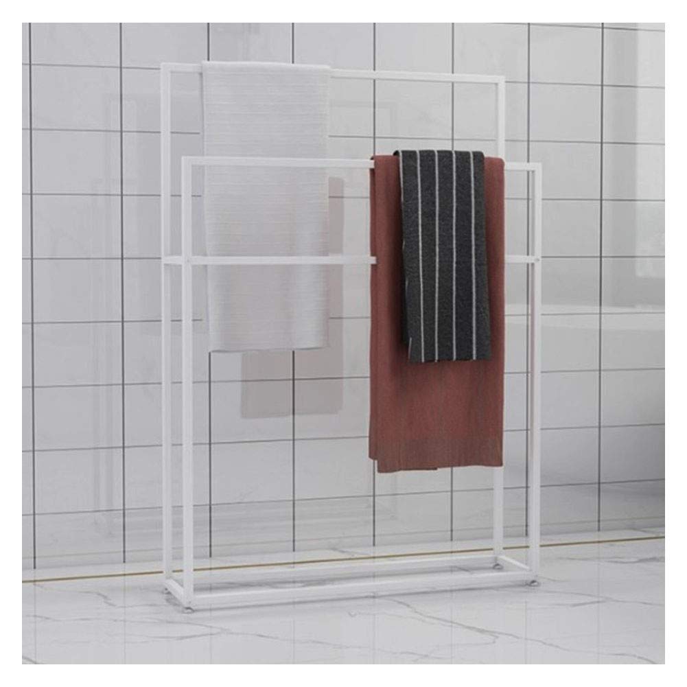 Support pour serviettes de piscine à 2 étages en métal avec base robuste, robuste et résistant à la rouille pour cuisine, blanc piscine 85 x 20 x 110 cm