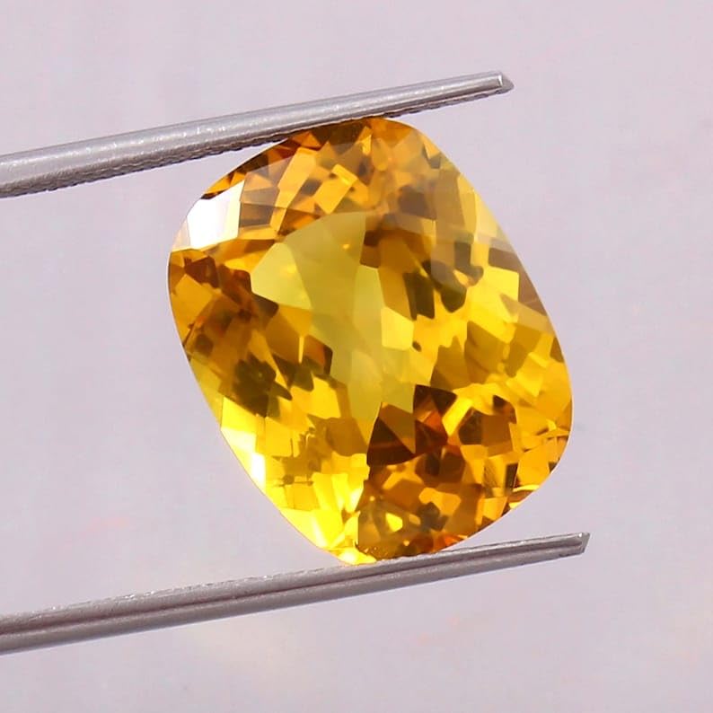 Saphir jaune de Ceylan 12,6 mm coussin naturel pour création de bague - 3