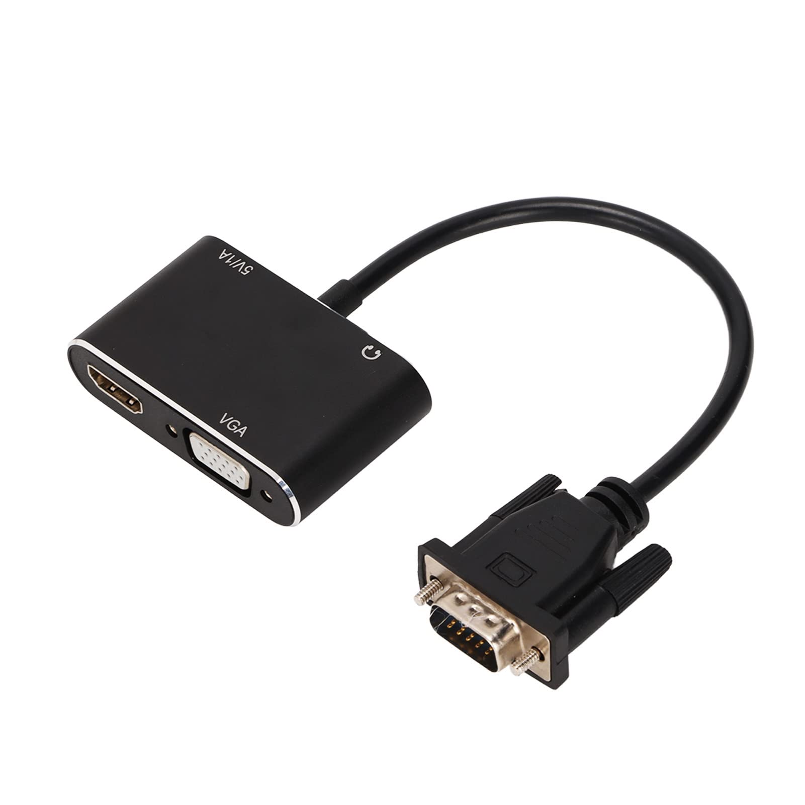 Rozdzielacz 2 w 1 VGA na HDMI Adapter - Stabilne Akcesoria Komputerowe o Wysokiej Rozdzielczości do Komputera Stacjonarnego, Laptopa, Monitora, Projektora