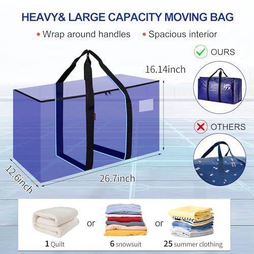 Cryster 2-Pack Clear Moving Bags – Heavy Duty Storage Totes with Reinforced Handles & Double Zippers - image 4