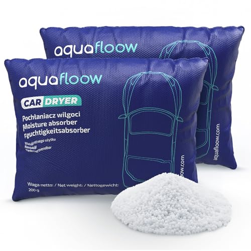Aquafloow 2x Deumidificatore riutilizzabile ricaricabile, in silica, deumidificatore granulato, Cuscino deumidificatore per guardaroba, auto, camera da letto 2x 200 g