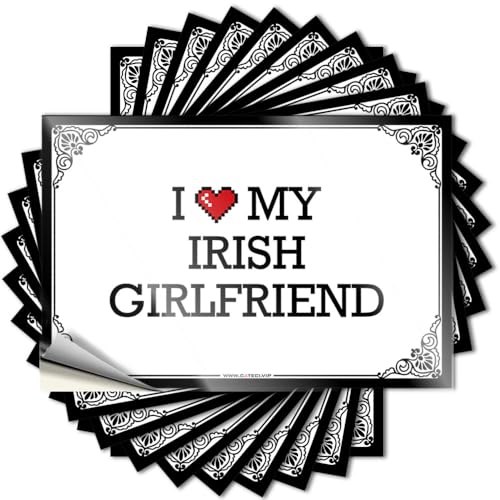 Calcomanía divertida para parachoques de otoño para exteriores, con texto en inglés 'I Love My Irish Girlfriend', calcomanía duradera occidental fácil de aplicar para decoración de fútbol (8 x 12 cm)