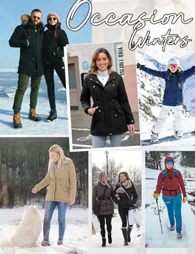 Nadeer Mantel Damen Winterjacke Lang Parka Gefüttert Wintermantel Wasserdicht mit Kapuze Warm Winterparka(Schwarz,L)