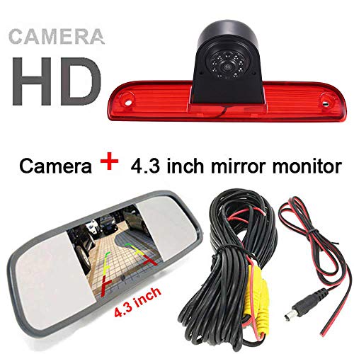 Reversing Camera + 4.3 Inch HD Rearview MirrorParking Mirror for All Cars + Car Third Roof Top Mount Brake Lamp Backup Camera for Fiat Ducato X250 X290 Bus Kasten/Peugeot Boxter/Citroen Jumper - Image 3