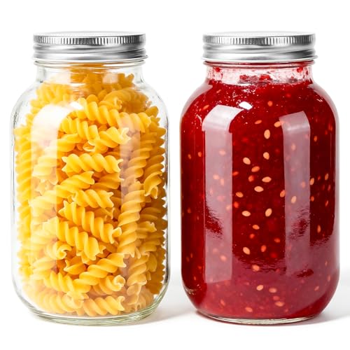 Kxuhivc Mason Jars with Lids 32 oz, 2 Pack Regular
