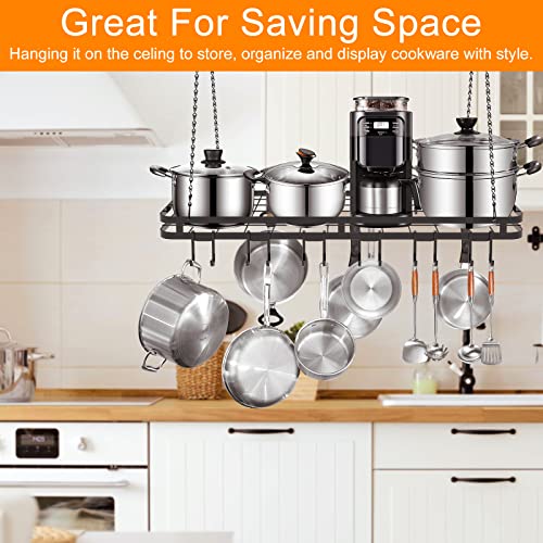 Amtiw 31.5 Inches Ceiling Pot Rack And Pan Rack For Ceiling With 12 Hooks, Storage Rack Multi-Purpose Organizer For Kitchen Organization, Home, Restaurant, Kitchen Cookware #TOP5