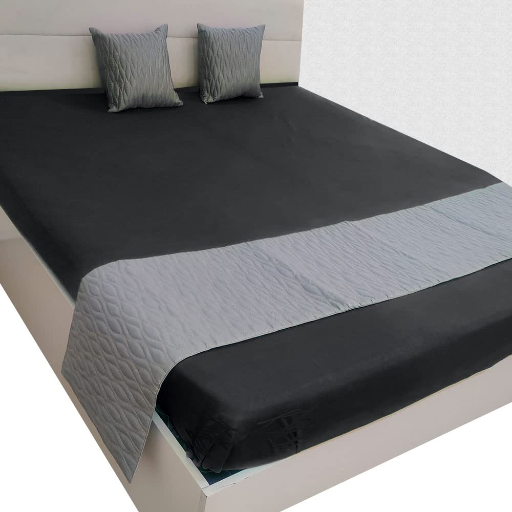 Bed Runner with 2 Cushion Cover Decorative Velvet Scarf for Bedroom Hotel Wedding Home Living Room 18x86 in, 16x16 in. (Grey)-image-16