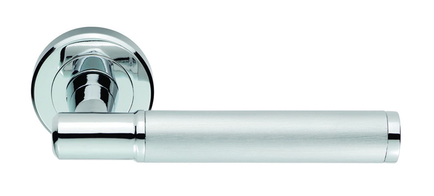 Serozzetta Polished Chrome / Satin Chrome Lyne Door Handles On Round Rose