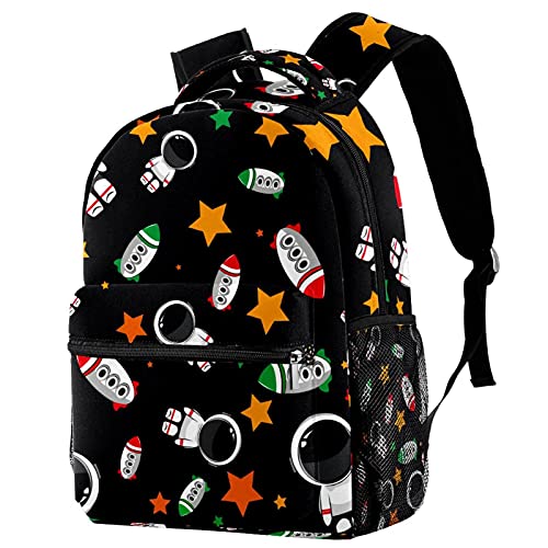 Sac à dos d'écolier motif fusée pour ordinateur 14 pouces multicolore