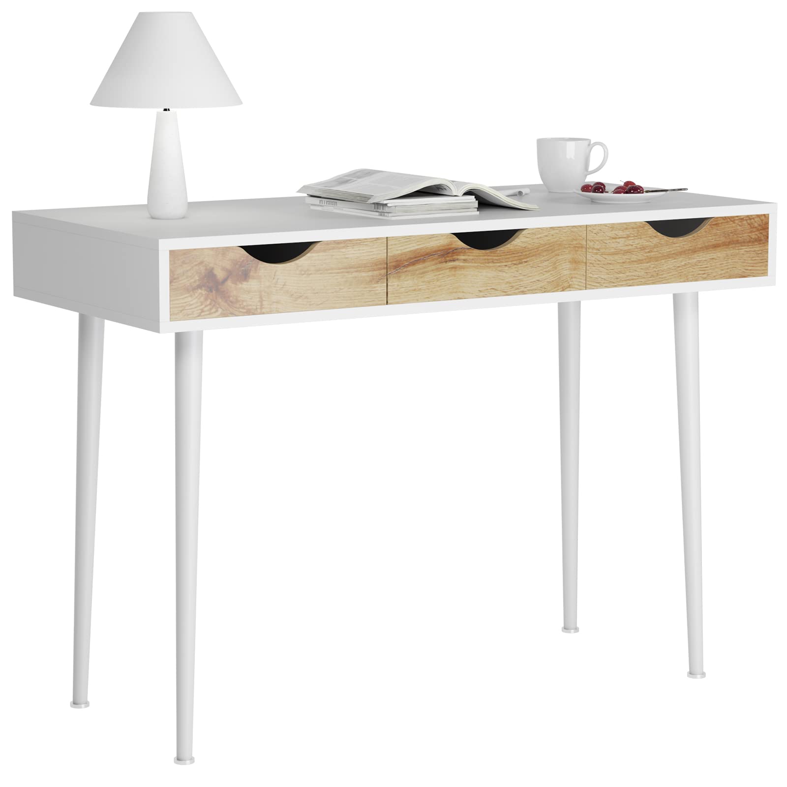 sogesfurniture Schreibtisch Computertisch Modern mit 3 Schubladen, Make-up Schminktisch, Schreibtisch Arbeitszimmer Schreibtisch für Home Office, Schminktisch