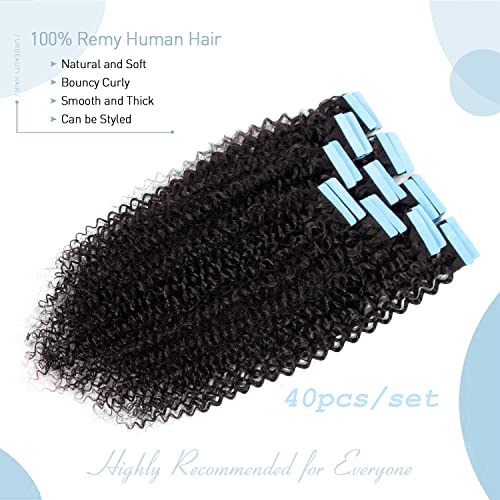 Urbeauty 40 Pcs Tape In Hair Extensions Human Hair Black Women Seamless Kinky Curly Tape On Hair Extensions With Invisible Tape Attached Semi Permanent Tape On Natural Hair #TOP2