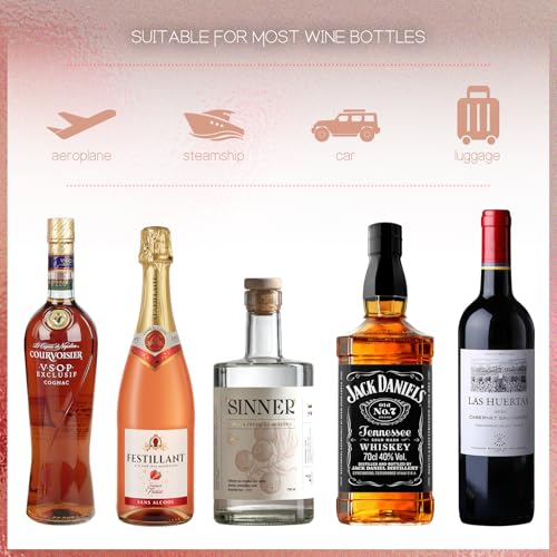 QPEY 6 Set Wine Bottle Travel Protector Bags, Resealable Wine Sleeves For Suitcase Luggage, Double Layer Wine Skins For Airplane Leak Proof - Thumbnail 5