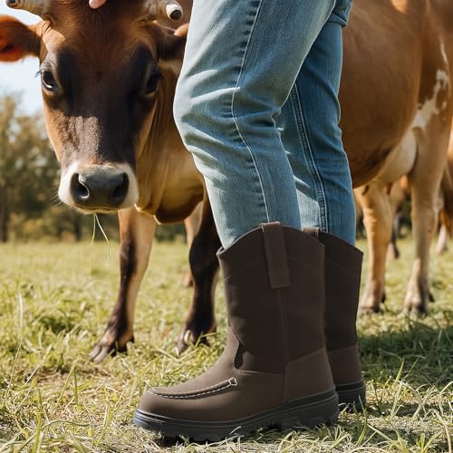 Image of NINGO Steel Toe Work Boots for Men, Waterproof Slip Resistant Work Boots for Men, Wide Toe Comfortable Mens Safety Work Shoes with Zero Drop, Oil Resistant for Construction, Industrial, Warehouse