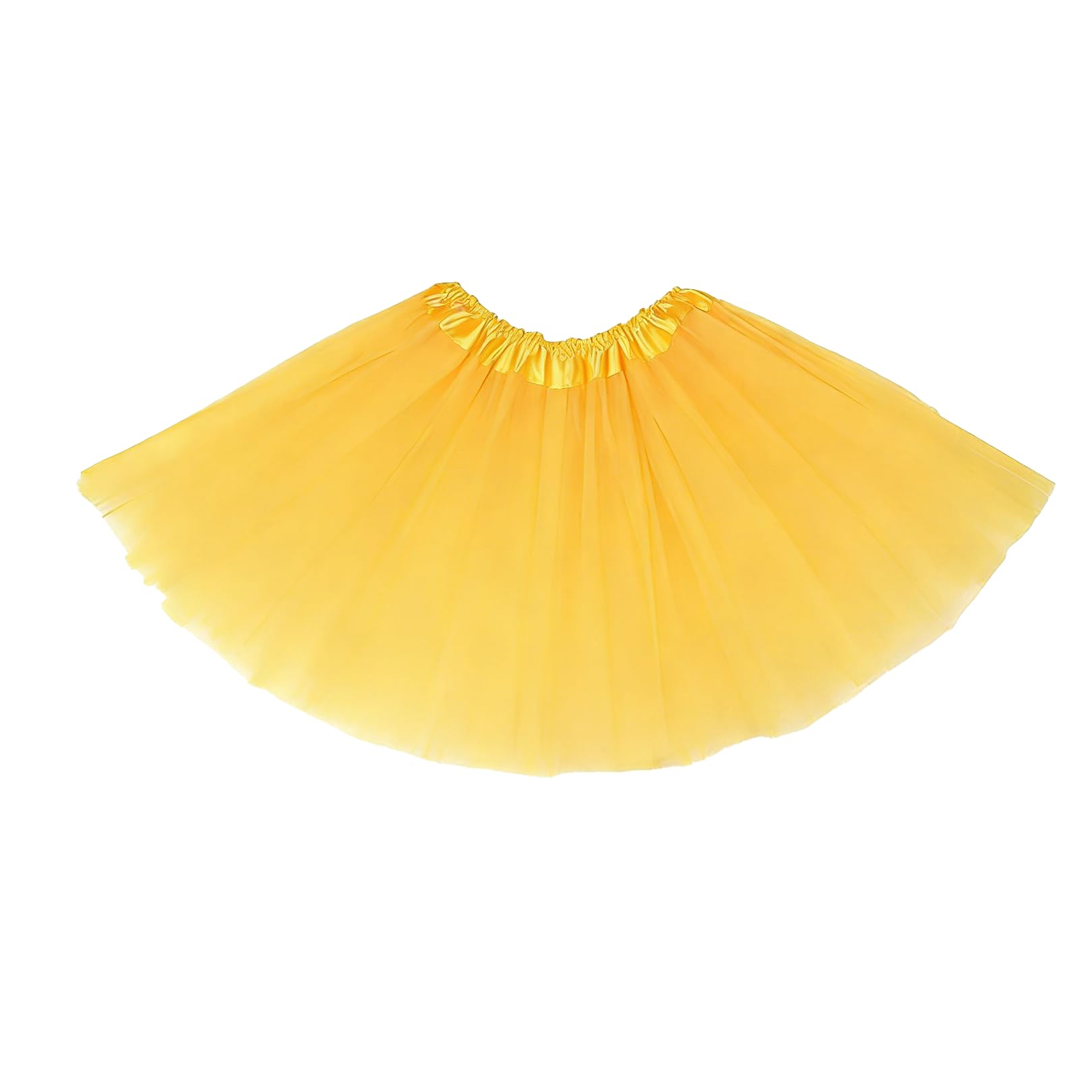 ASREJUR Yellow Tutu for Dancing Performance, Yellow Skirt with 3 Layered Tulle, Pretty Puffy Skirt for Girls with 45cm to 90cm Waist Circumference on Birthday, Festival and Fancy Dress Party
