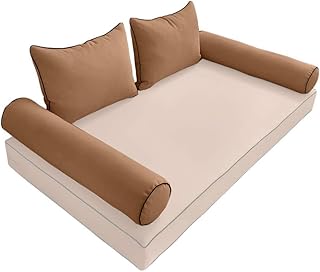 MH GLOBAL Bolster & Back Pillow Cushion Outdoor Slip Cover ONLY Crib Contrast Pipe Trim AD104 Style4