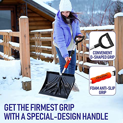 image for Trazon Snow Shovel for Driveway Car Home Garage - Portable Folding Sno