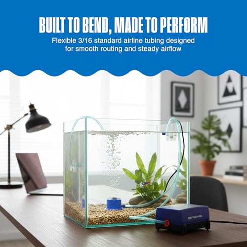 Image of Penn-Plax Aqua-Life Deluxe Silicone Airline Tubing - 3 /16 Inch Flexible Airline Hose for Aquarium Pumps, Fish Tank Line for Air Stones & Filters - Safe for Freshwater & Saltwater - 200 ft Long, Green