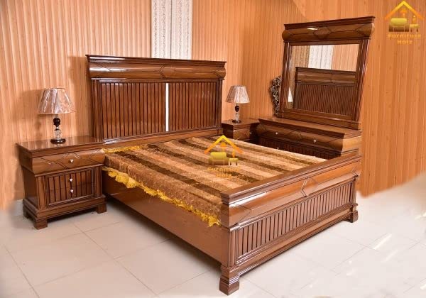 generic Bhawani Interior Walnut Wood Stick Pattern Heavy Bedroom Furniture Set-picture-30