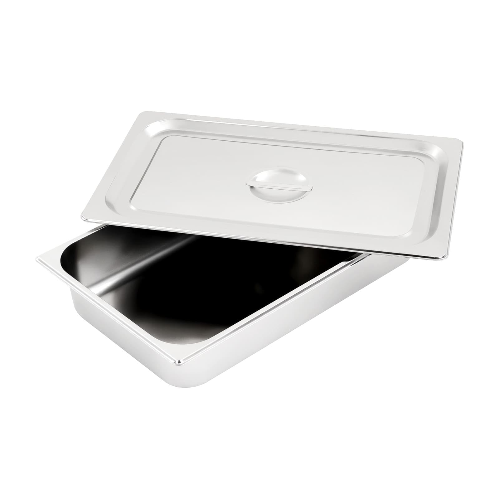 Set di 4 vassoi per alimenti GN 1/1 in acciaio inox 9L, 53,5 x 30,5 x 10 cm, piatto da cucina profondo per buffet, ristorante, cantina