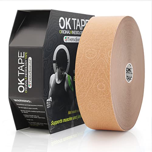 Image of (2in X 103 Feet) OK TAPE PRO Bulk Kinesiology Tape, Original Elastic Latex Free Kinesiology Therapeutic Tape, Free Cut Printed