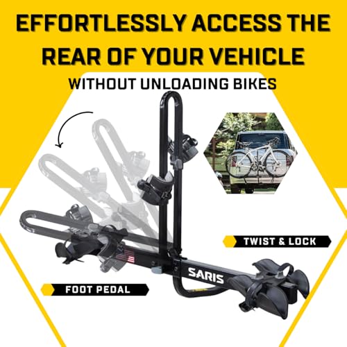 Saris Freedom 2-Bike Hitch Rack – Universal Fit for All Bike Types, 1¼" & 2" Receivers, 120 lb Capacity, Compact Design, Secure Ratcheting Straps