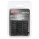 INDPROD #8 X 1/2' Black Wood Screw, Phillips Drive Screws, Black Zinc Plated Carbon Steel, Pan Head Self Tapping Screws, M4 x 12mm Black Round Head Wood Screws, 8 X 1/2-Inch, 200Pcs