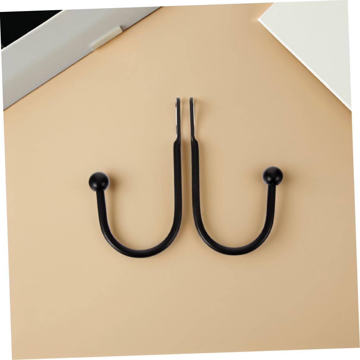 4pcs Metal U-Shaped Curtain Holdback Hooks Black Electroplated Tieback Hooks for Wall Mounted Drapery Holders Suitable for Living Room and Bedroom Window Treatment