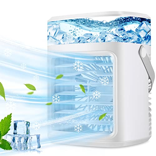 Portable Air Conditioner Jibeufi 4-In-1 Evaporative Air Cooler 3 Speeds 7 Colorful Light Timing Function Cool Mist Personal Small Mini Desktop Air Cooling Fan for Bedroom Office Home Camping Portable Air Conditioner Jibeufi 4-In-1 Evaporative Air Cooler 3 Speeds 7 Colorful Light Timing Function Cool Mist Personal Small Mini Desktop Air Cooling Fan for Bedroom Office Home Camping