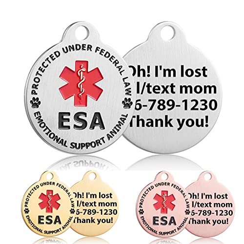 Personalizierte ESA Emotionale Unterstützung Tier Hundemarke mit Gravur, Service Dog Diensthundemarke Diensthunde Tiermarke Abzeichen, Hundegeschirr Hundeweste mit Custom Name graviert