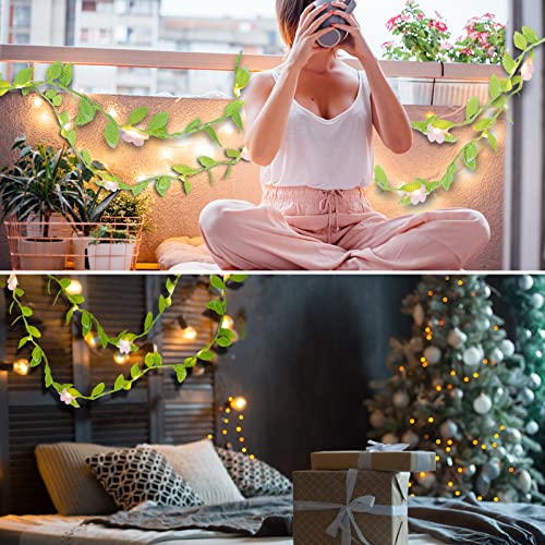 Vigdur 2 Packs Vine Lights - Tiny Leaf Ivy String Lights With 48 Cherry Blossom Lights Battery Powered Waterproof Fairy Light Indoor Outdoor For Bedroom Party Garden Wall Décor St. Patrick'S Day thumb #3