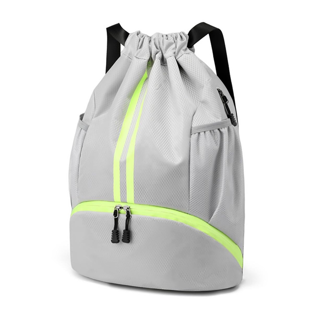 YYKSYDPT Drawstring Bags, Waterproof Swimming Bags For Men Women, Oxford Bag With Shoe Compartment, Gym Backpack With 2 Mesh Side Pockets For Sports, Travel (Grey)