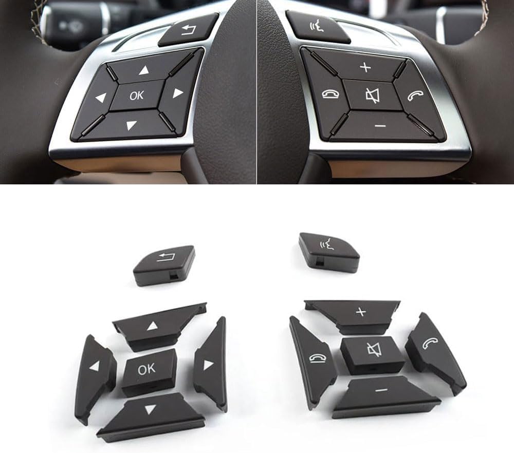 Car Multi-function Steering Wheel Control Switch Button, Multimedia Left Right Steering Wheel Buttons Accessories Trim Replacement For Mercedes Benz ML GL G Class W166 W463 (Black, Model A)