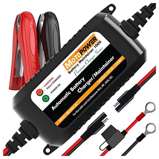 MOTOPOWER MP00206A 12V 1.5Amp Automatic Battery Charger, Battery Maintainer for Cars, Motorcycles, ATVs, RVs, Powersports, Boat and More. Smart, Compact and Eco Friendly