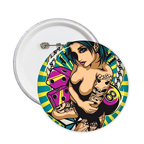 Badge poker nu sexy broche ronde pour customiser un vêtement lot de 5 pièces