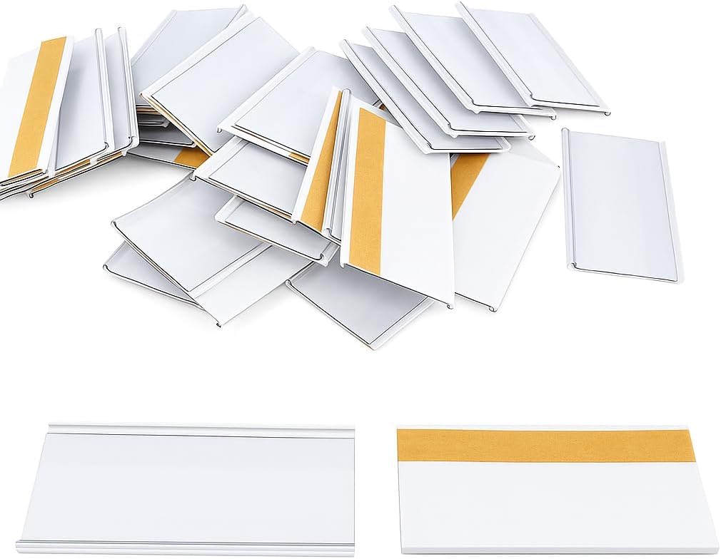 100 Unidades Porta Etiquetas Autoadhesivas (30 mm x 70 mm), Portaprecios Adhesivos Individuales 70mm, Carteles para Precios, Etiquetas para Precios, Etiquetas Adhesivas Blancas