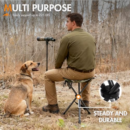 Image of Portal Tall Folding Tripod Stool for Outdoor Camping Walking Hunting Hiking Fishing Travel, Support 225 lbs