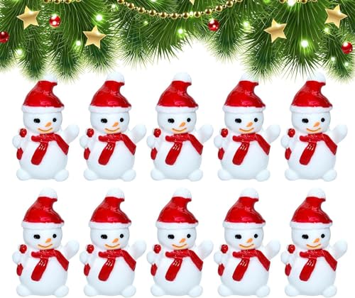 Small Snowman Figurine - Cute Tiny Snowmen Statue Unique,Resin Crafts Snowman Figurines Christmas Decor for Bedrooms Living Rooms Dorms Dining Rooms