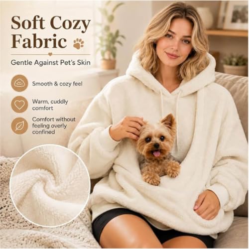 Women's Pet Pouch Hoodie Kangaroo Cat Dog Pocket Fuzzy Oversized Sweatshirt - image 4
