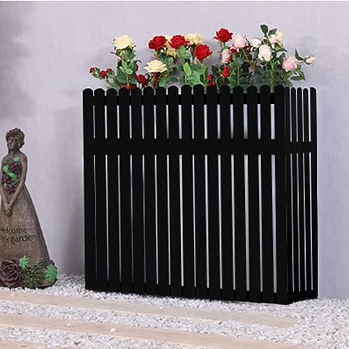 Elegante valla de aire acondicionado de madera maciza, anticorrosión para unidades exteriores, soporte para plantas, 100 x 30 x 60 cm, solución funcional de aire acondicionado