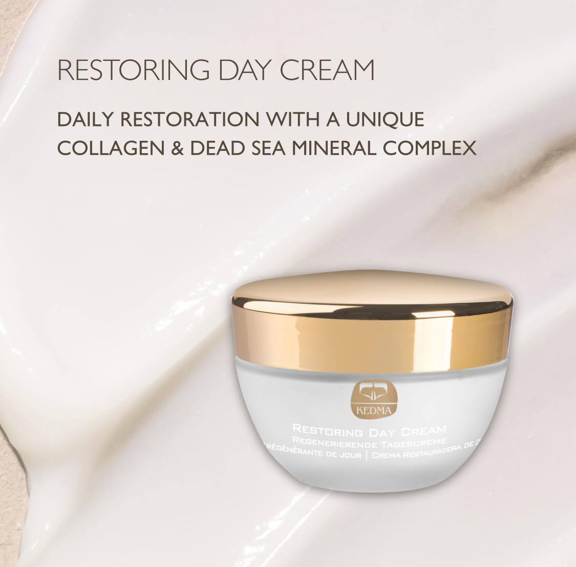 KEDMA Restoring Day Cream – Anti-Aging Moisturizer with Collagen, Dead Sea Minerals, Vitamin C & E – Firming Day Cream for Wrinkles, Elasticity & Skin Tone - 1.76 oz - Image 3