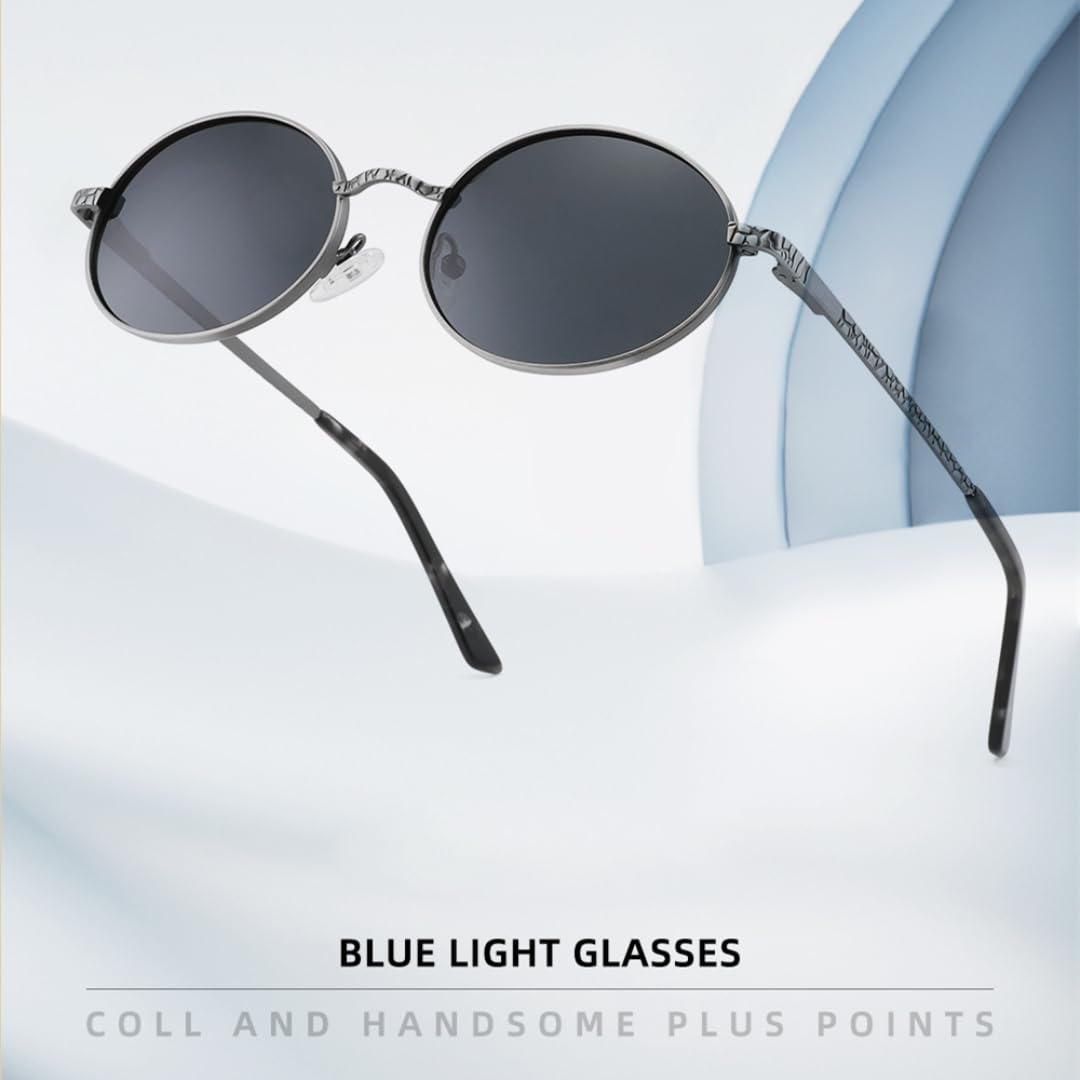 Gafas de sol polarizadas de metal ovaladas retro para mujer y hombre, pequeñas, vintage, de lujo.
