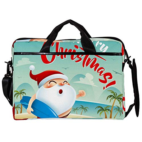 Funda Papá Noel surfista 14-15.4 pulgadas: maletín bandolera para ordenador portátil con asa