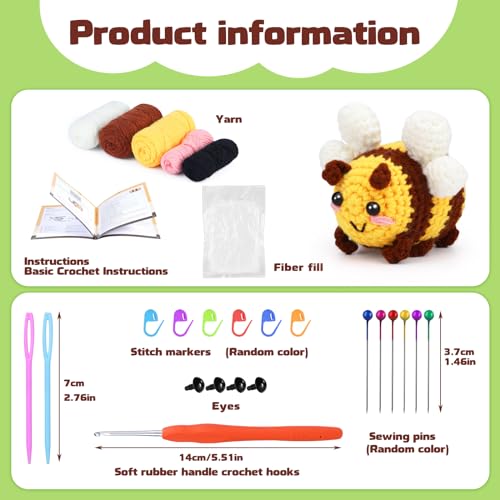 ENCHOL Beginner Crochet Kit, Cute Bees Crochet Kit - Image 2