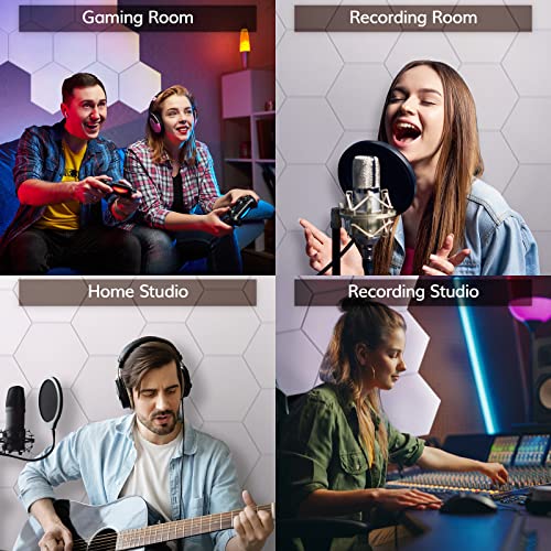 Image of 36 Pack High Density Hexagon Acoustic Panels, TONOR 12 inchx 10 inchx 0.4 inch Soundproof Wall Panels, Sound Absorbing Panels for Interior Wall Decor, Peel and Stick Modern for Studio, Office, Home, White