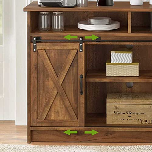 4Ever2Buy Coffee Bar Cabinet With Storage, Farmhouse Sideboard Buffet Cabinet With Sliding Barn Door, 52'' Kitchen Cabinet With Adjustable Shelves，Coffee Bar Table For Living Dining Room，Rustic Oak #TOP2