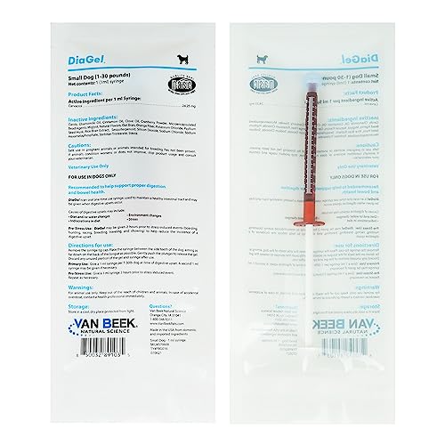 DiaGel for Small Dogs (1-30 lbs.) - Orally Administered Gel for Occasional Loose Stools and Digestive Upset - Natural Pet Products - Van Beek Natural Science