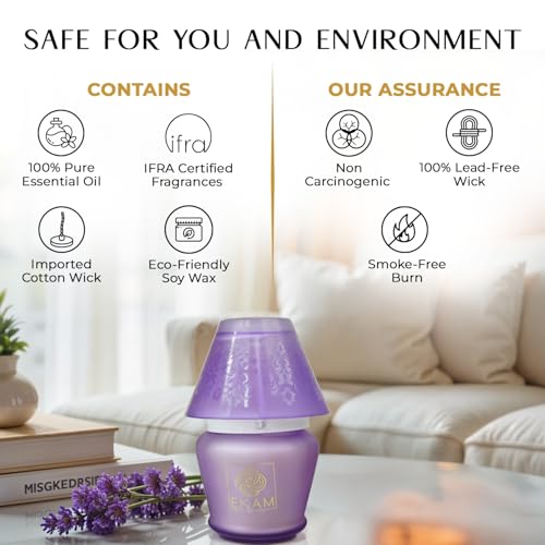 Image of EKAM Scented Frost Glass Lampshade Candle | Lavender Scented Candle | Luxury Fragrances| Ideal for Home Decor, Aromatherapy & Gifting | 22 Hours Burn time |114 g