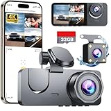 Dash Cam Front and Rear Camera, 4K HD Dash Cam Included 32GB SD Card, Dashcams for Cars Inside 3 Channel, Night Vision, Loop Recording, G-Sensor, 24 Hours Parking Mode, 170°Wide Angle