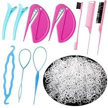 1000Pcs Elastic Clear Hair Bands, Rubber Band Cutter, Topsy Tail Styling Tools, Girls Christmas Accessories Gift Set