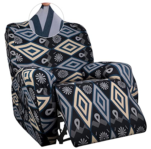 Searchi Recliner Slipcover Stretch Printed Lazy Boy Chair Covers 4-Pieces Floral Patterned Sofa Slipcover With Side Pocket For Rocking Recliner, Furniture Protector Soft With Elastic Bottom Spandex #TOP3